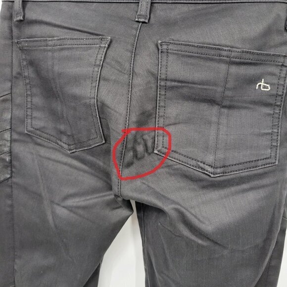 Rag & Bone Women Black Lamb Leather Cotton Low Rise Skinny Moto Jeans Size 24 - Picture 7 of 13